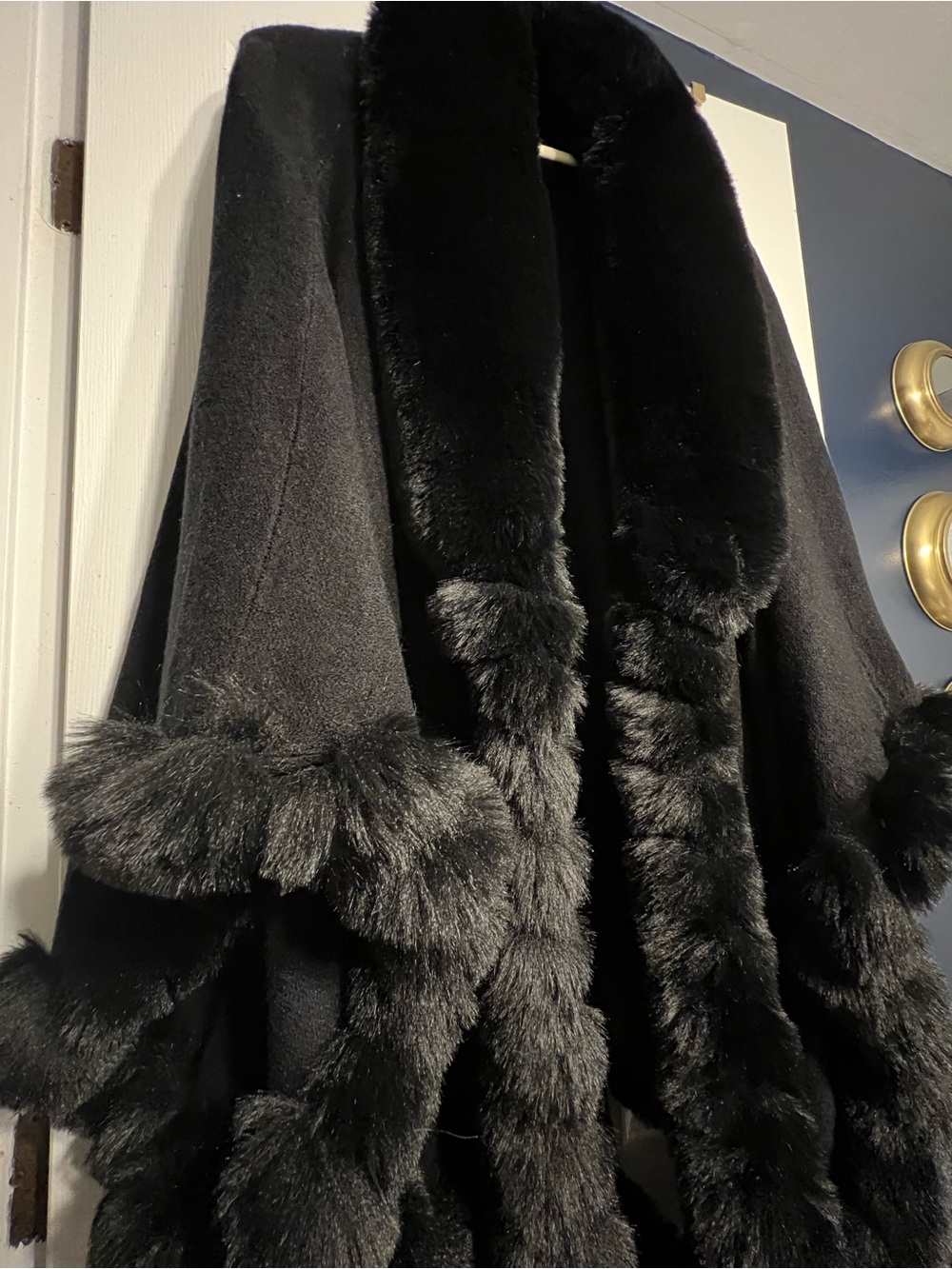 Making A Grand Entrance Rowana Black Fur Poncho